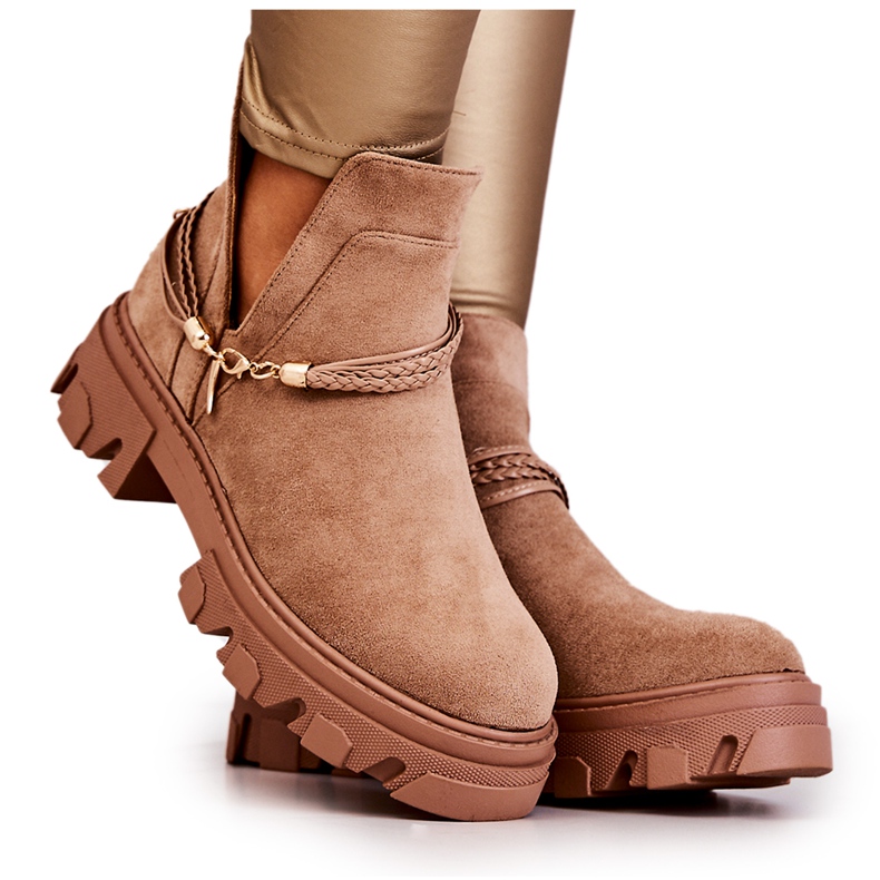 PS1 Arbeiterstiefel aus Wildleder mit Streifen Beige Moriah braun