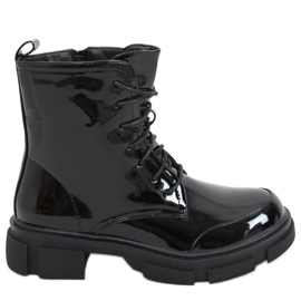 Lackierte Schnürboots Ress Black schwarz