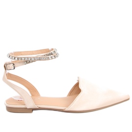 Elegante Ballerinas mit Dust Champagne-Steinen beige