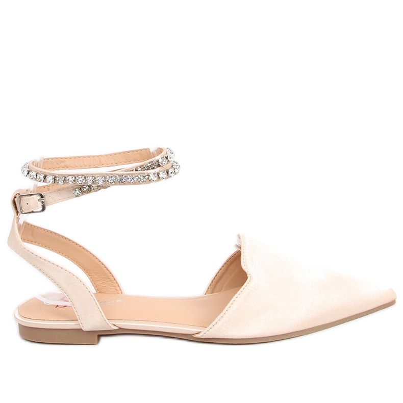 Elegante Ballerinas mit Dust Champagne-Steinen beige