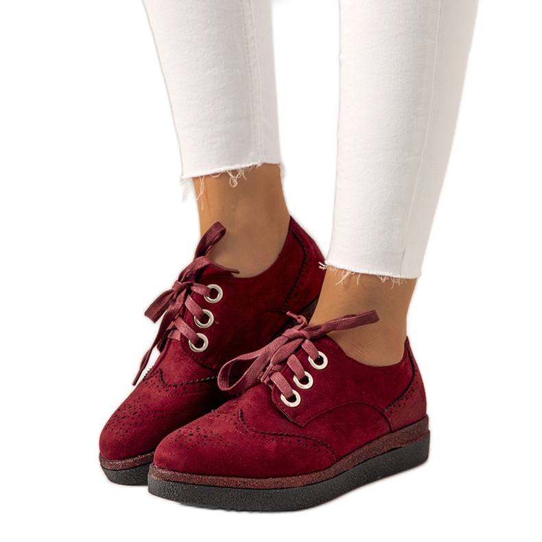 Kastanienbraune Velay Damenschuhe rot