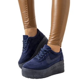 Marineblaue Turnschuhe mit hoher botanischer Sohle