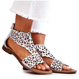 Lewski Shoes Durchbrochene Sandalen aus Leder Lewski 2699/2 Silber silber-