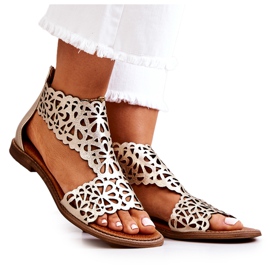 Lewski Shoes Durchbrochene Sandalen aus Leder Lewski 2699/2 Golden