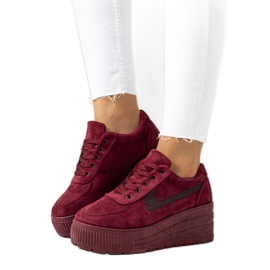 Bordeauxfarbene Sneaker mit hoher Botanical-Sohle rot