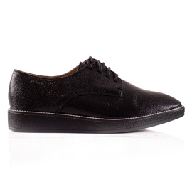 TRENDI Schimmernde Schnürschuhe schwarz