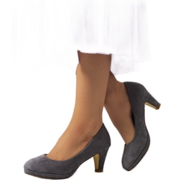 BM Graue Pumps auf einem Vitoria-Absatz