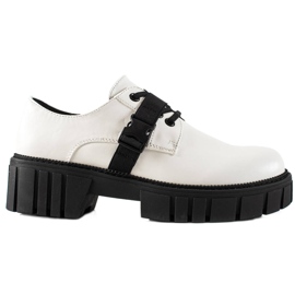La.Fi Plateauschuhe mit Schnalle weiß schwarz