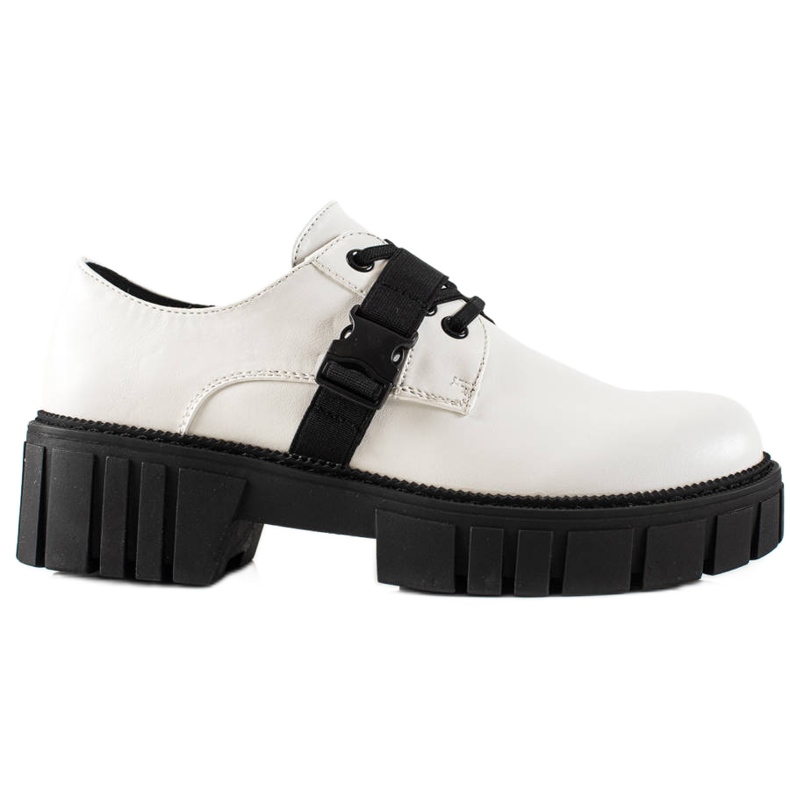 La.Fi Plateauschuhe mit Schnalle weiß schwarz