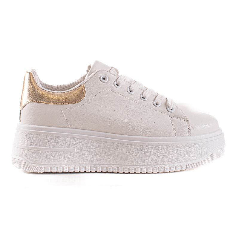 Fashion Modische Sneaker auf der Plattform weiß golden