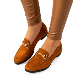 Tracy braune Loafer mit flachem Absatz gelb