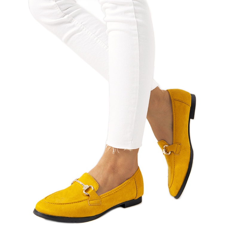 Senffarbene Loafer mit flachem Absatz von Tracy gelb