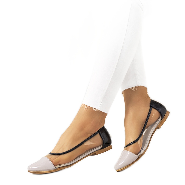 Violett transparente Pastella Ballerinas farblos schwarz