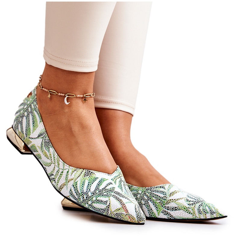 Ballerinas für Damen Laura Messi Leder Grün 2193 mehrfarbig