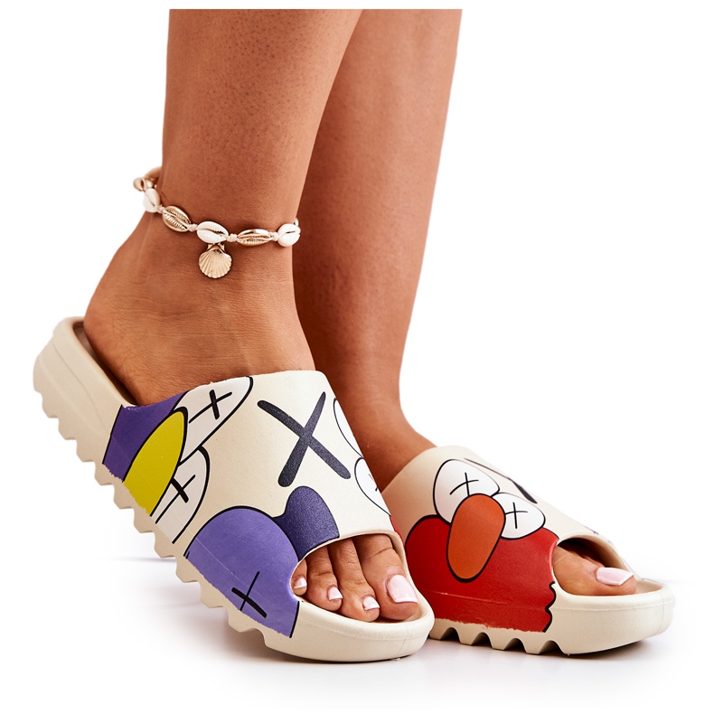 PS1 Bedruckte Gummipantoffeln Beige Monster