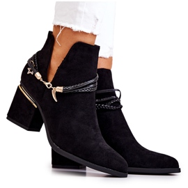 PS1 Inessa Cowboystiefel aus schwarzem Wildleder mit Streifen