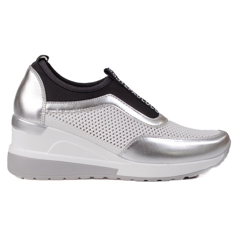 VINCEZA Sneakers mit Lochmuster weiß silber-
