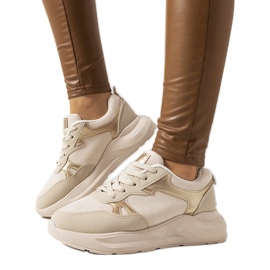 Beige Turnschuhe mit goldenen Davis-Akzenten