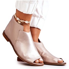 Lederstiefel mit Absatz Laura Messi Gold 2324 golden