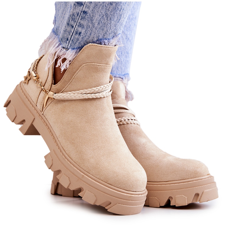 PS1 Arbeiterstiefel aus Wildleder mit Streifen Hellbeige Moriah