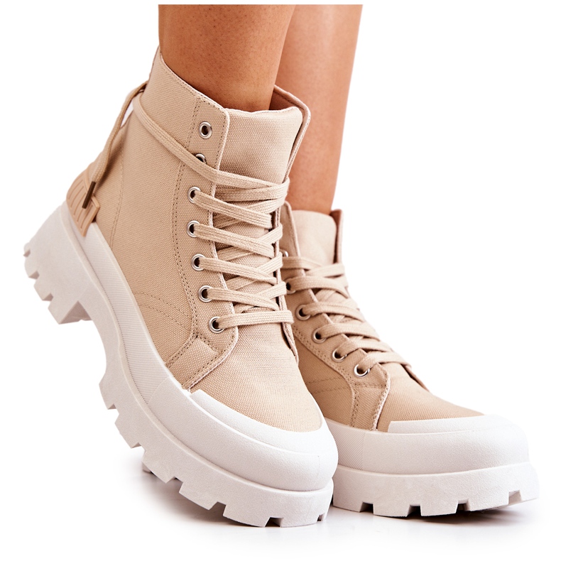 PS1 Treue dunkelbeige gebundene Wanderstiefel