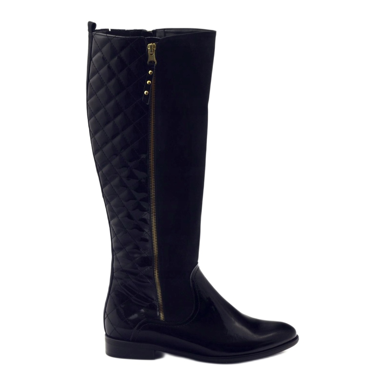 BM Schwarze Lack-Steppstiefel für Damen 1800
