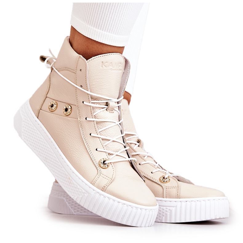 PK1 High Boot Leder Sneakers Beige Ashlee