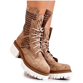 Lederstiefel Arbeiter Nicole Camel 2706 braun