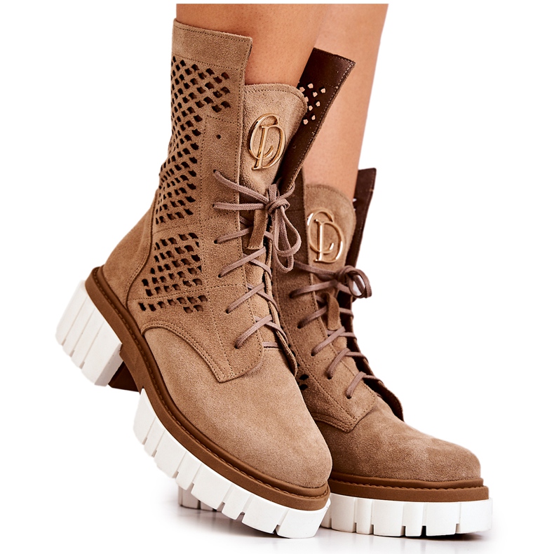 Lederstiefeletten Workers Nicole Hellbraun 2706