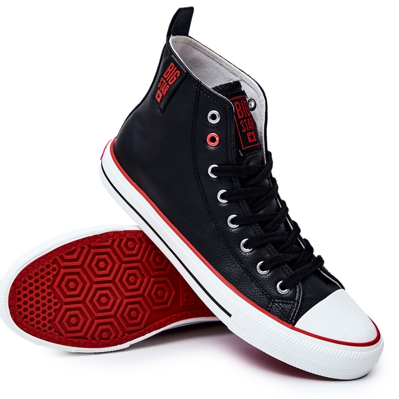 Hohe Lederturnschuhe für Herren Big Star JJ174070 Schwarz