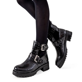 Weiße Stiefel mit Ausschnitten von Rolen schwarz