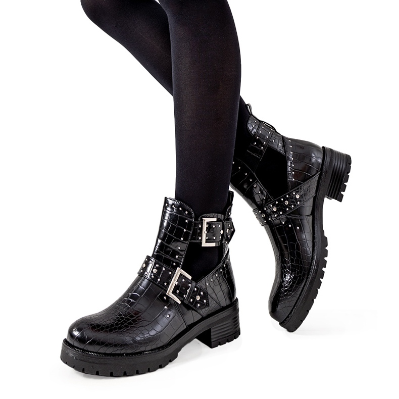 Weiße Stiefel mit Ausschnitten von Rolen schwarz