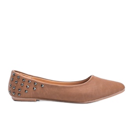 Schwarze matte Ballerinas mit Nieten Doyer St. beige mehrfarbig
