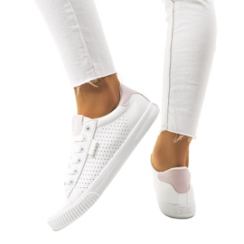 Weiße Damenturnschuhe Big Star HH274073 rosa