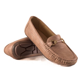 Primavera Durchbrochene Loafer mit Ornament beige rosa