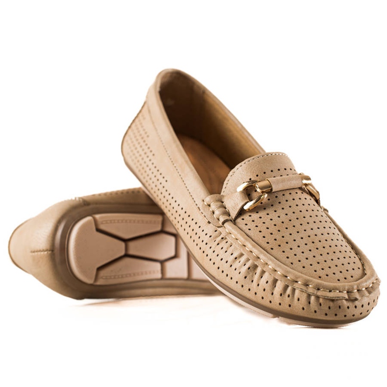Primavera Durchbrochene Loafer mit Ornament beige