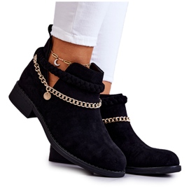 PS1 Schwarze Wildlederstiefel mit Kette Talitha