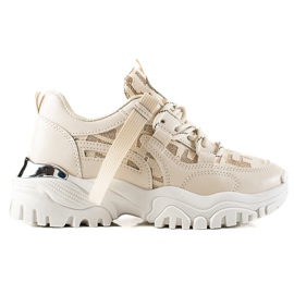 TRENDI Modische Sneaker mit Glitzer beige