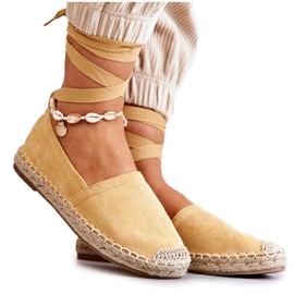 FB1 Gebundene Espadrilles aus gelbem Ismanne-Wildleder