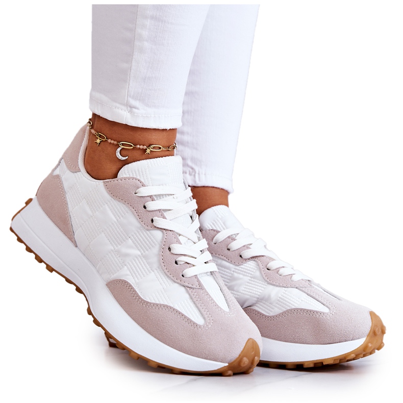 FJ1 Klassische Sportschuhe, gebunden Weiß und Beige Patrice