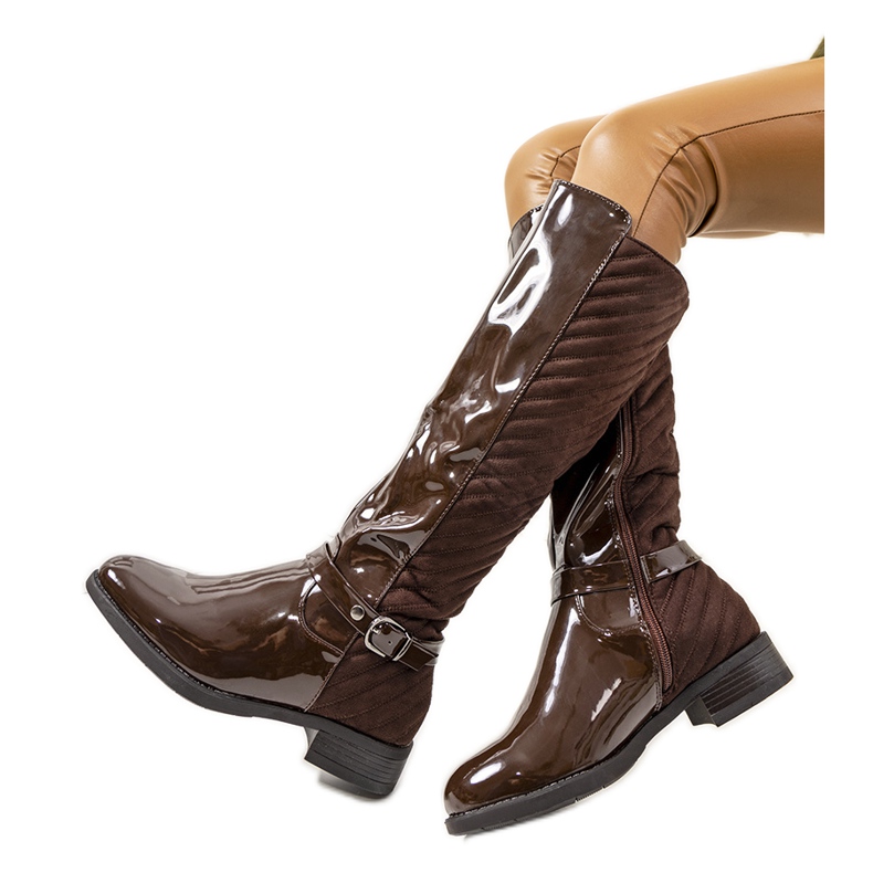 Braune Timotea-Stiefel aus Lackleder