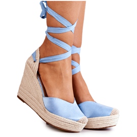 FS1 Espadrilles, Sandalen auf einem blauen Absatz beige
