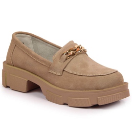 Lederhalbschuhe mit Kette Filippo W PAW252B beige