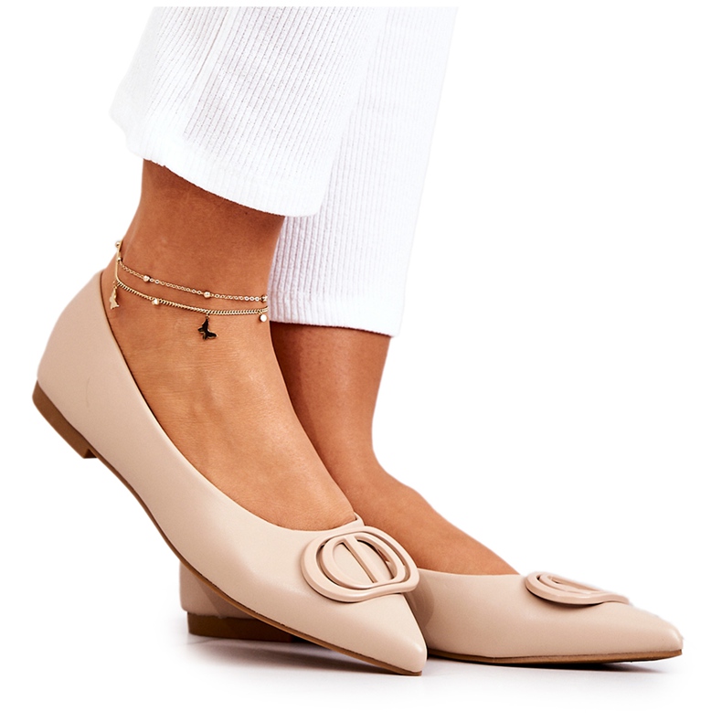 PS1 Leder Ballerinas in Spitz Beige Rachelle