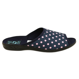 Adanex Sara Damen Polka Dots 24961 marineblaue Hausschuhe navy blau rosa