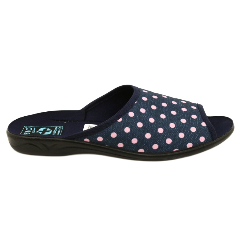 Adanex Sara Damen Polka Dots 24961 marineblaue Hausschuhe navy blau rosa