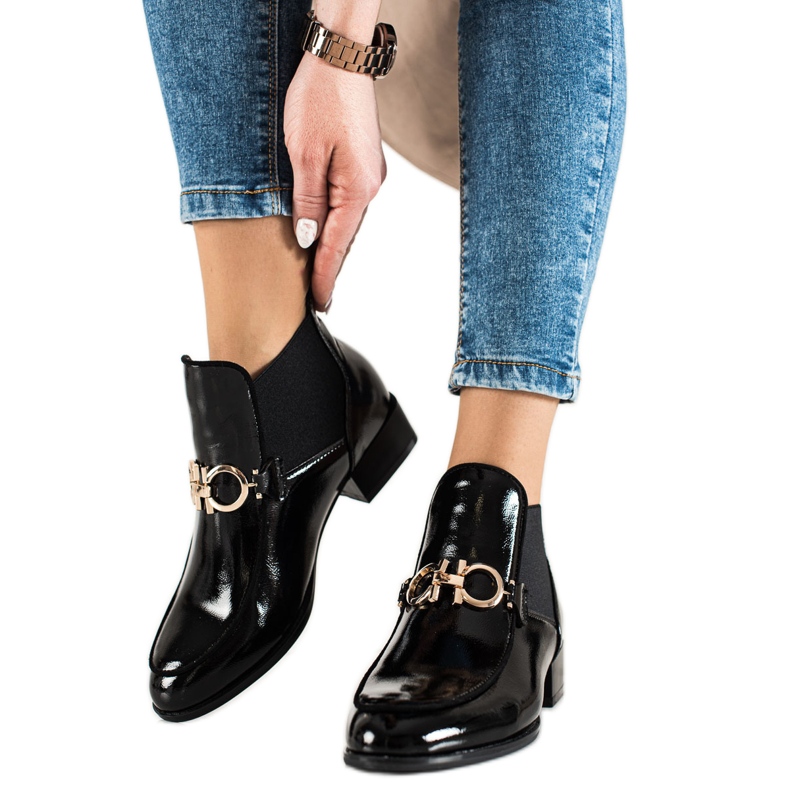 W. Potocki Elegante Potocki-Stiefel zum Hineinschlüpfen schwarz