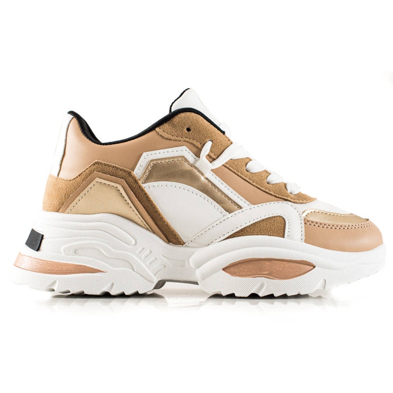 TRENDI Turnschuhe aus Öko-Leder beige weiß braun