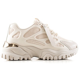 TRENDI Sneakers mit Wildledereinsätzen beige