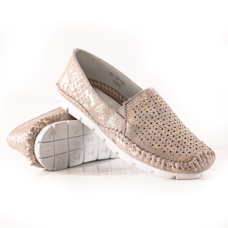 Goodin Goldene Lederslipper beige